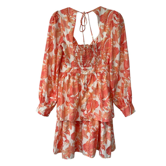 Beulah Style Tropical Floral Double Front Knot Mini Dress Small Tiered Flirty - Picture 3 of 12